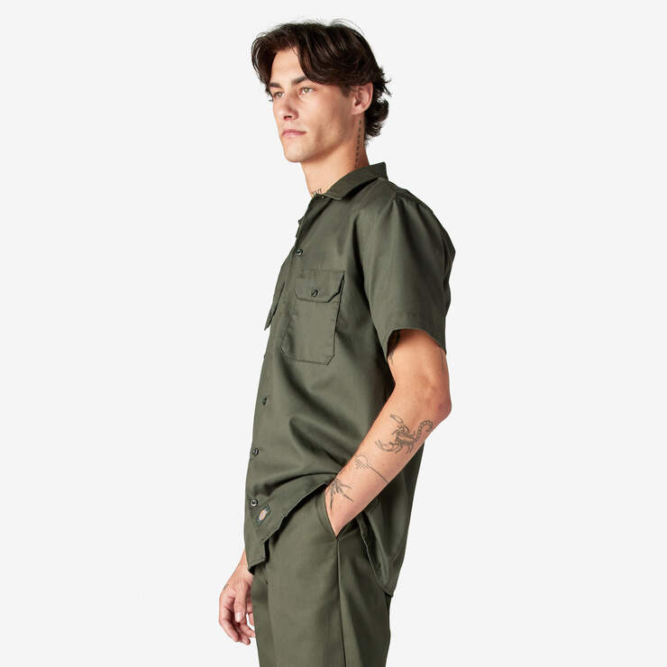 Dickies 1574 Original Short Sleeve Work Shirt — Olive Green