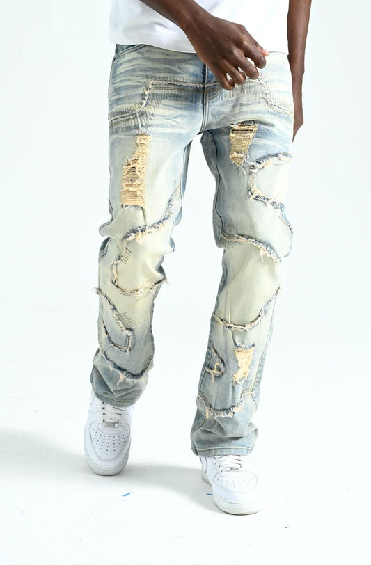 Spark Frayed Edge Zigzag Slim Straight Jeans — Tint — alternate view