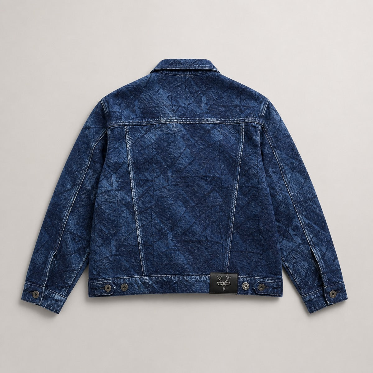 Vicious blue abstract denim jacket — back