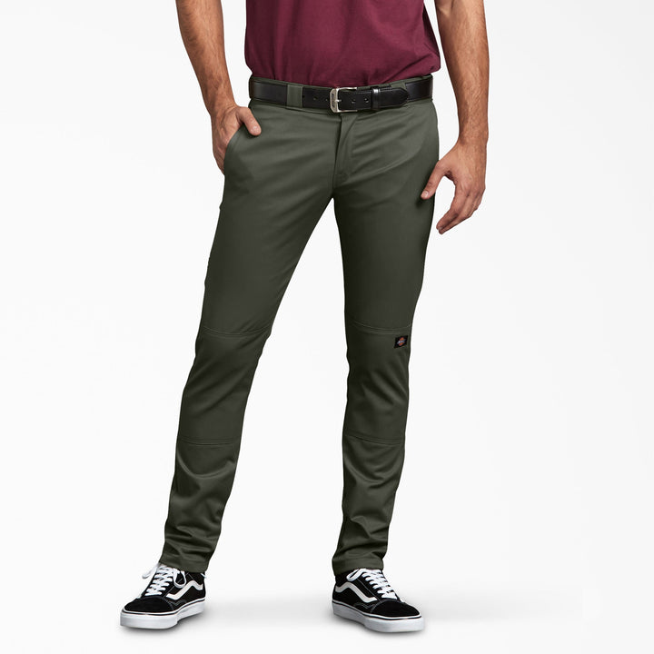 Dickies WP811 FLEX Skinny Fit Double Knee Work Pants — Olive Green