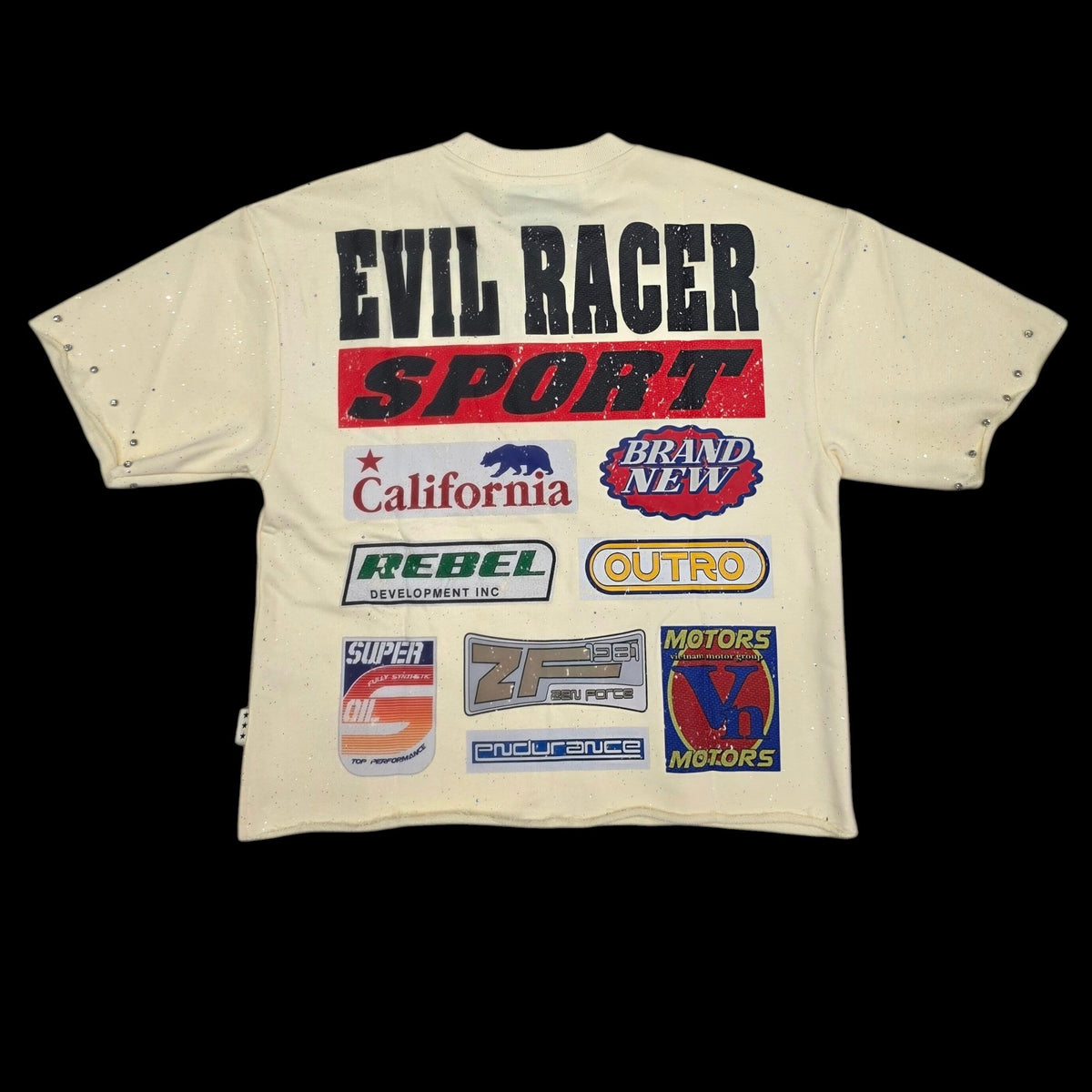 BKYS Evil Racer French Terry Cropped Tee — Off White — back