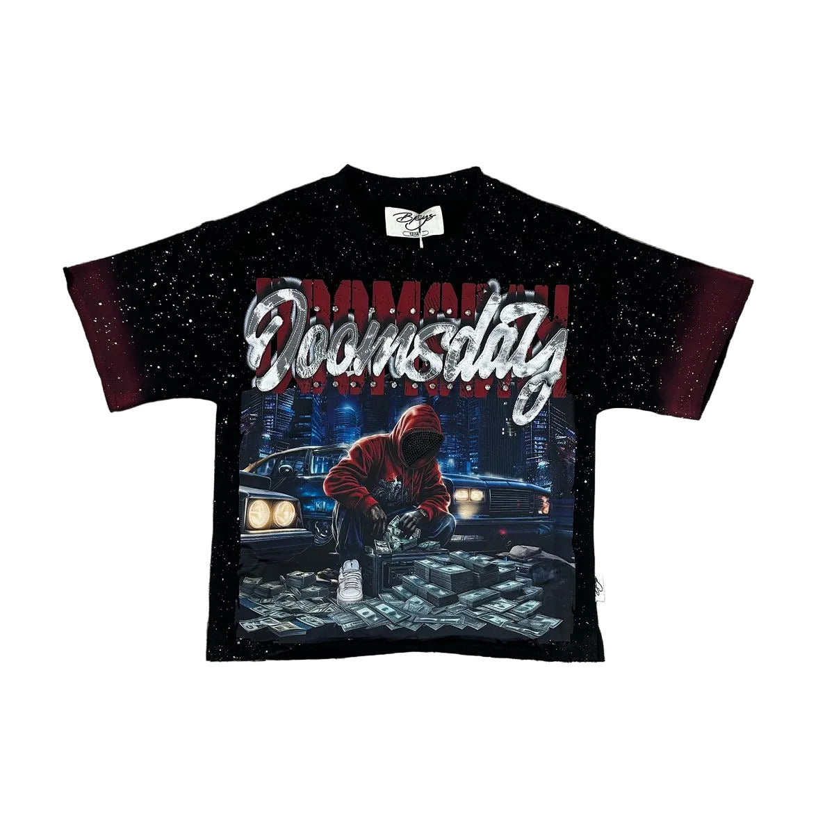 BKYS Kids' Doomsday French Terry Cropped Tee — Black — front