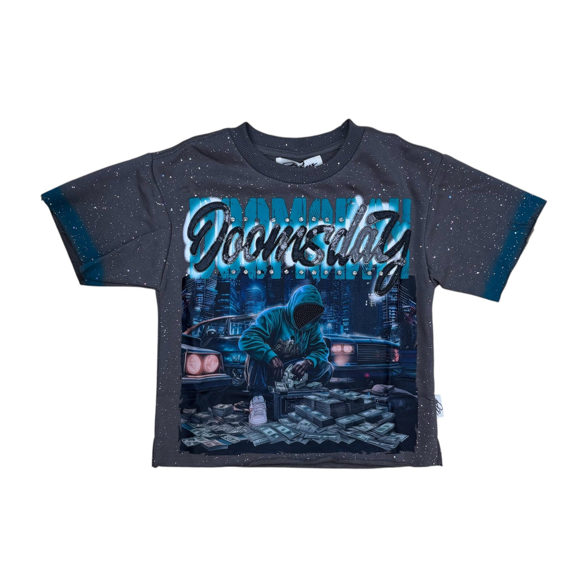BKYS Kids' Doomsday French Terry Cropped Tee — Grey — front