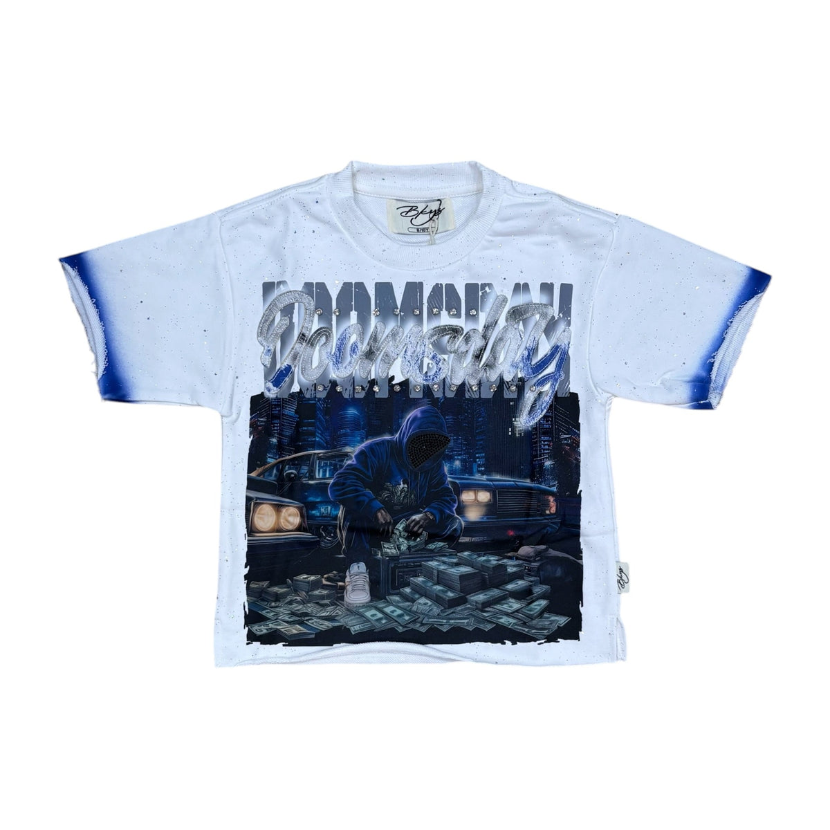 BKYS Kids' Doomsday French Terry Cropped Tee — White — front
