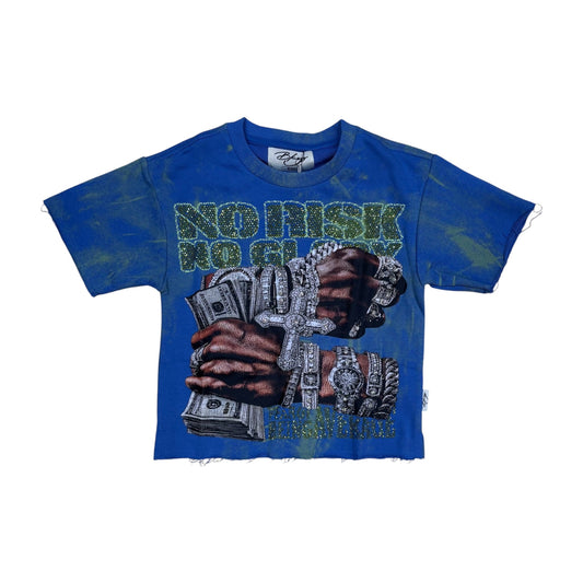 BKYS Kids' No Risk French Terry Cropped Tee — French Blue — front