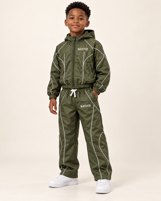 Native nylon set, boys-size-8, Army Green