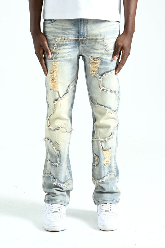 Spark Frayed Edge Zigzag Slim Straight Jeans — Tint — featured view