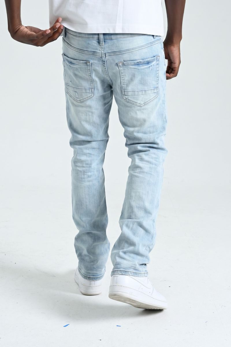 Spark Zigzag Stitch Slim Straight Jeans — Ice Blue — alternate view