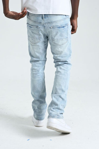 Spark Zigzag Stitch Slim Straight Jeans — Ice Blue — alternate view