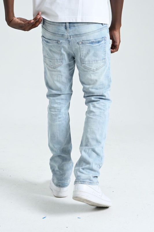 Spark Zigzag Stitch Slim Straight Jeans — Ice Blue — alternate view