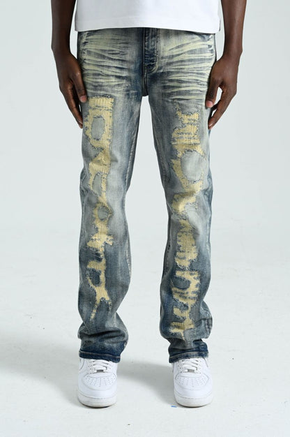 Spark Zigzag Stitch Slim Straight Jeans — Vintage — featured view
