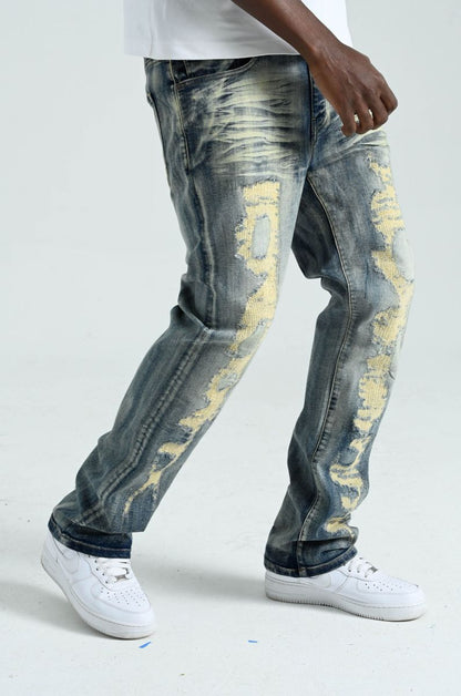 Spark Zigzag Stitch Slim Straight Jeans — Vintage — alternate view