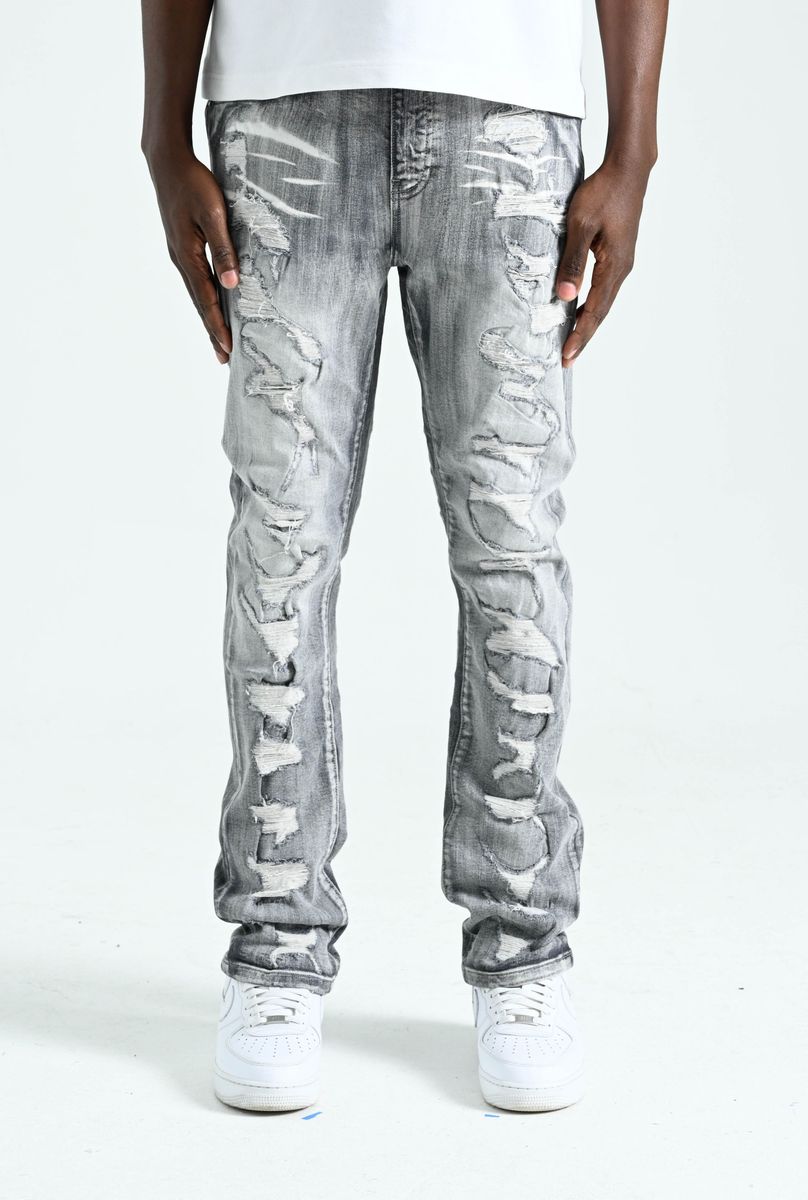 Spark Multi Ripped & Repair Slim Fit Jeans — Gray — featured view