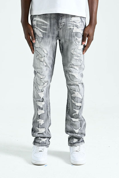 Spark Multi Ripped & Repair Slim Fit Jeans — Gray — featured view