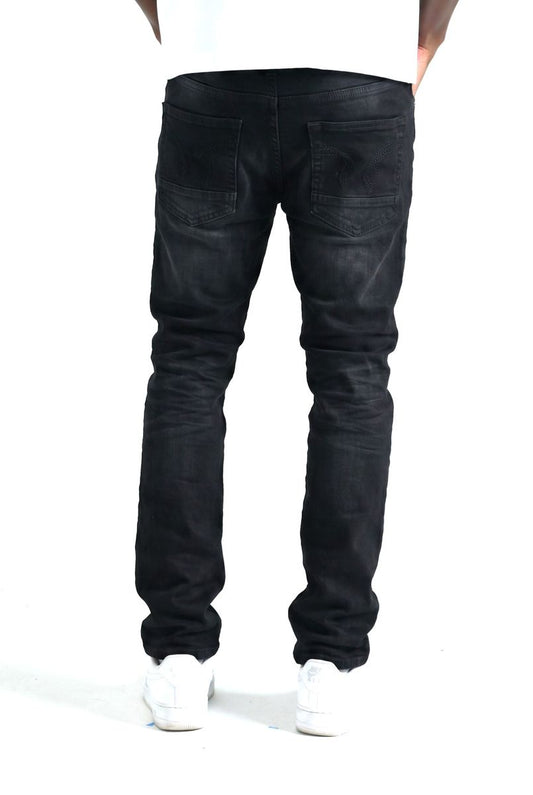 Spark Multi Ripped & Repair Slim Fit Jeans — Jet Black — alternate view