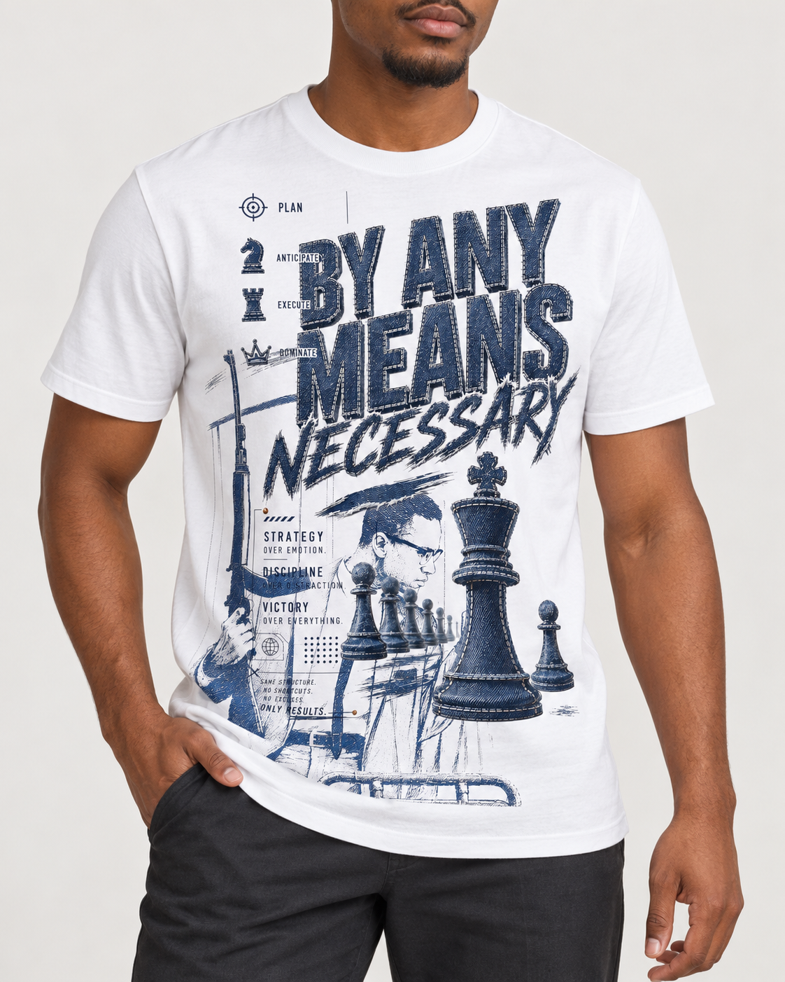 By Any Means — White/Navy