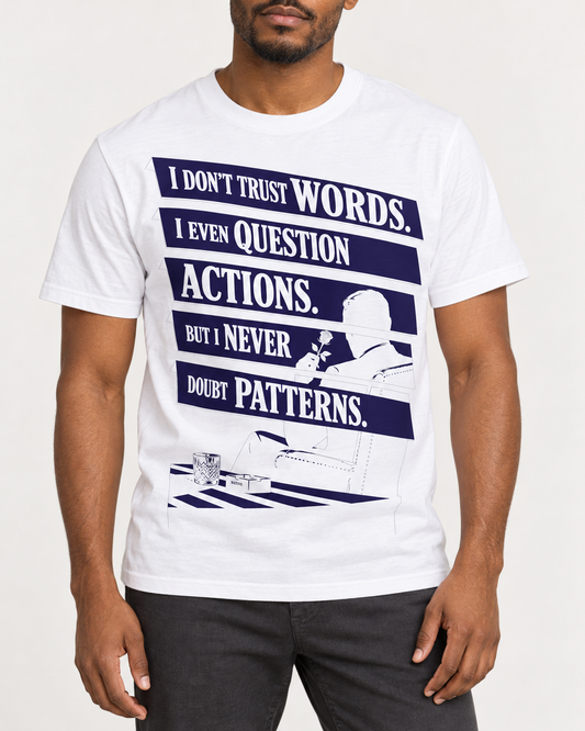 Never Doubt Patterns — White/Navy