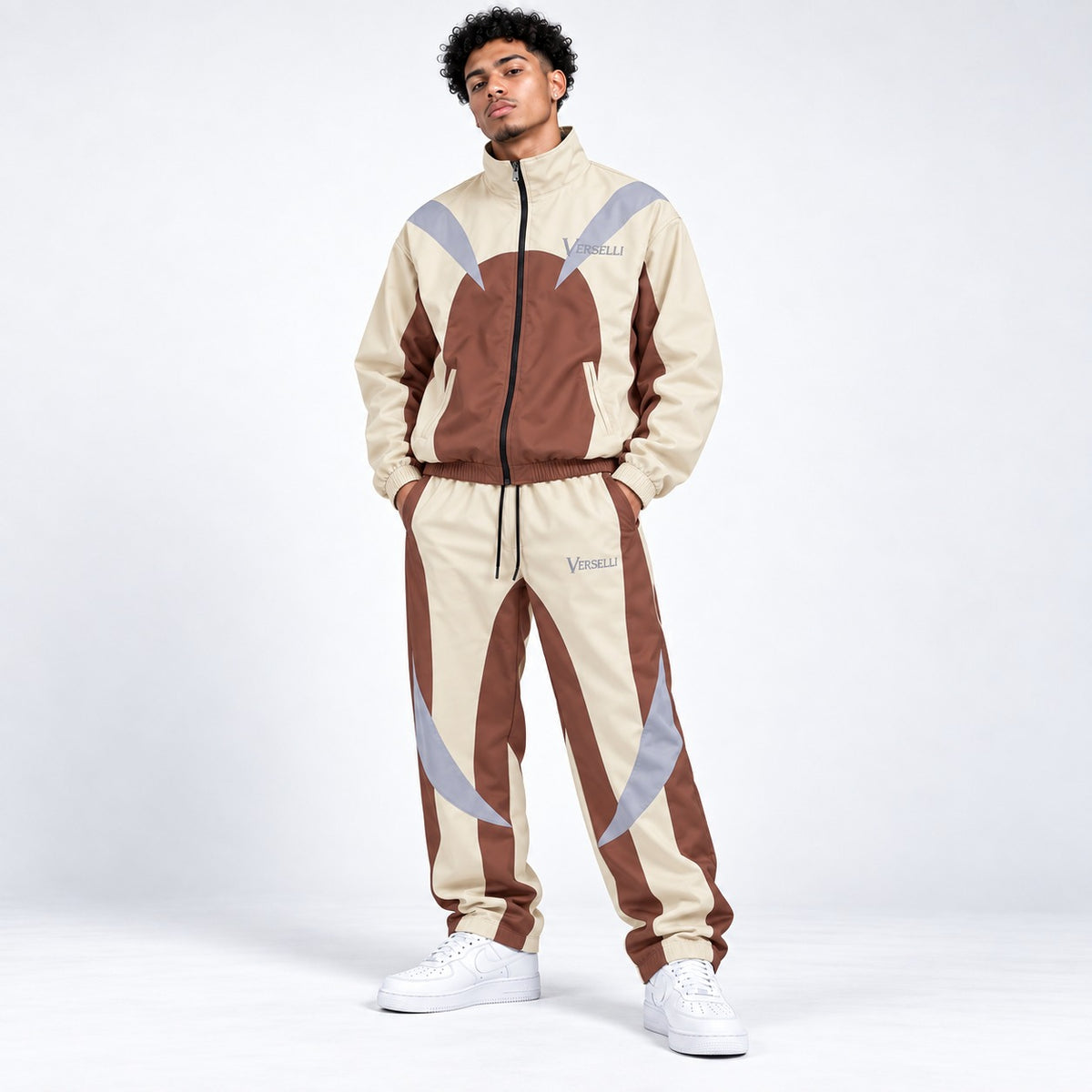 Verselli Strike Nylon Set — Beige & Brown — featured view