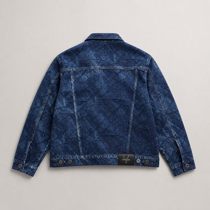 Vicious blue abstract denim jacket — back