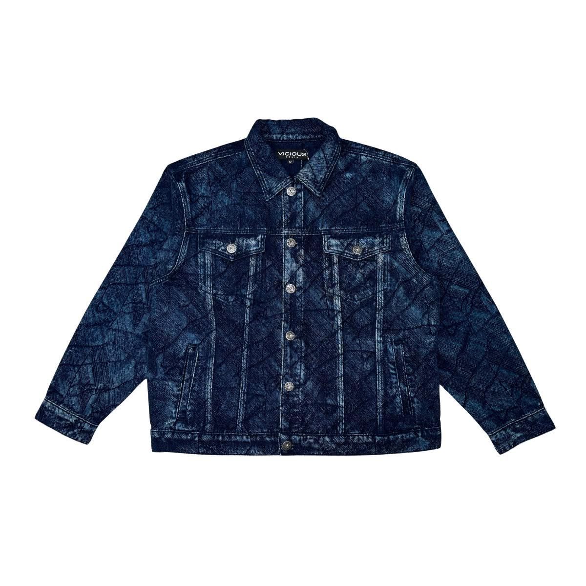 Vicious blue abstract denim jacket — front