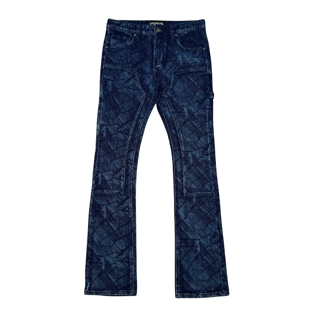 Vicious blue abstract denim jeans — front
