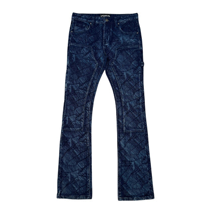 Vicious blue abstract denim jeans — front