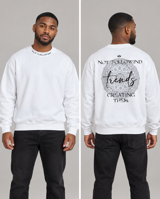 Rich Gang Crown Theory — White — styled front and back model views