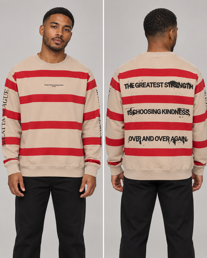 Rich Gang Vintage Signal — Sand / Red — styled front and back model views
