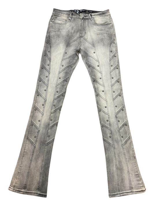 Waimea studded stacked jeans in Antique Grey, flat view