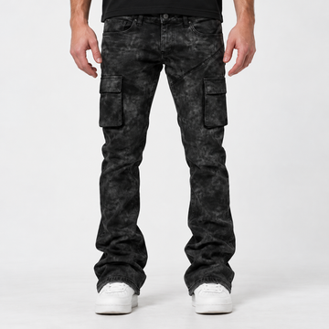 Waimea black stacked cargo jeans